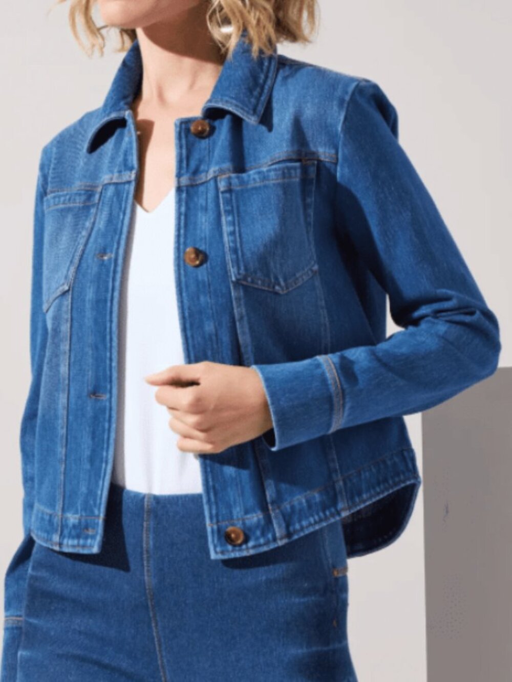 NWT Lyssé New York Denim Jacket Dark Wash Button Up